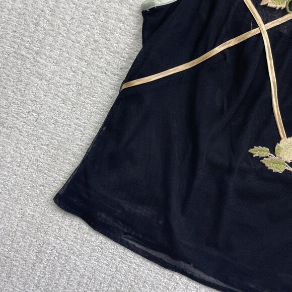 Joseph Ribkoff Sheer Sleeveless Top Womens Black Floral Embroidery Cocktail Read - Picture 4 of 11